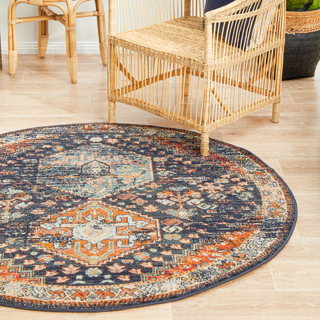 Legacy 854 Navy Round Rug