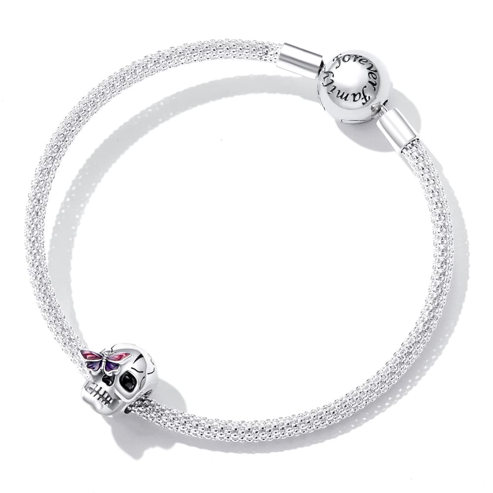 Solid 925 Signature Silver Funky Skull Charm