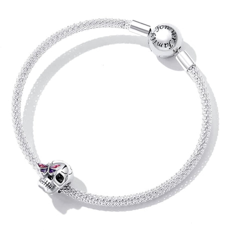 Solid 925 Signature Silver Funky Skull Charm