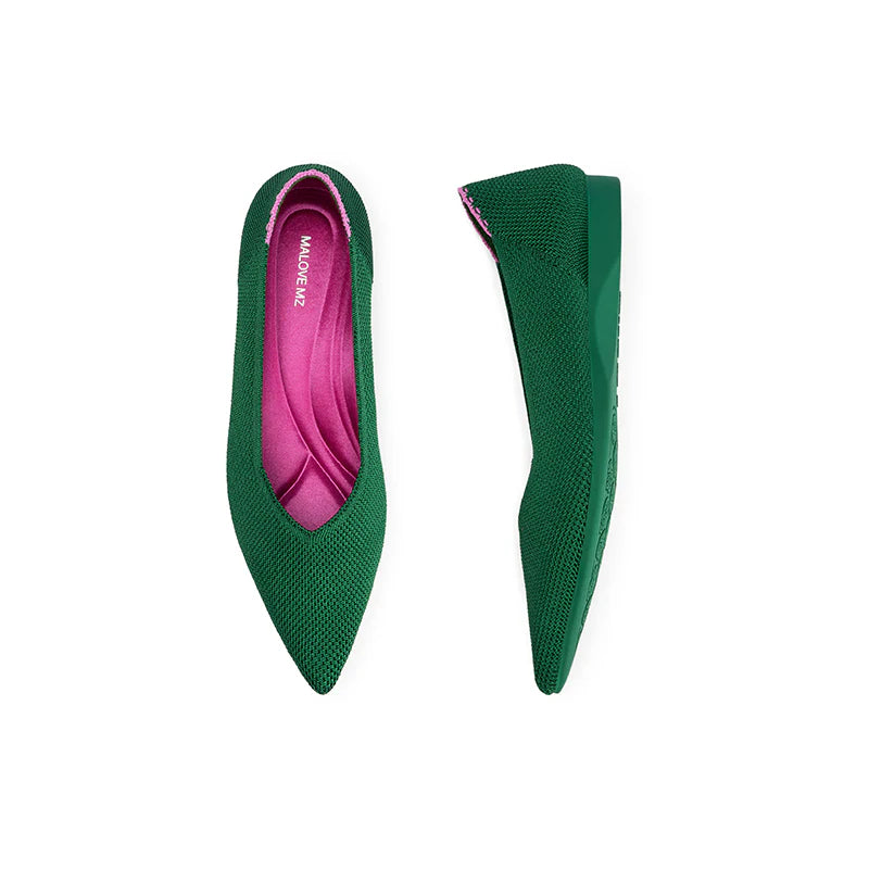 Charlotte Casual Pointed Toe Commuter Flats - Green