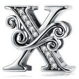 Solid 925 Sterling Silver Vintage Inspired Antique Alphabet Charm