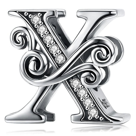 Solid 925 Sterling Silver Vintage Inspired Antique Alphabet Charm