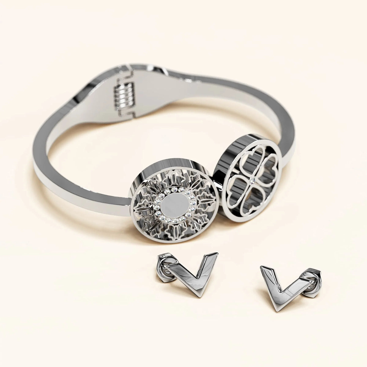 Boxed 2pc White Gold Layered Jewellery Gift Set