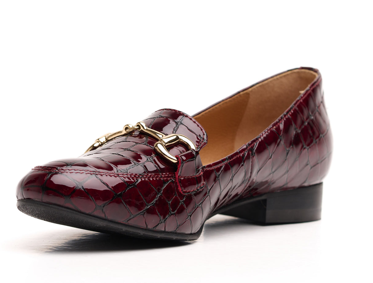 Bosccolo Womens Moccasin - Burgundy Croco