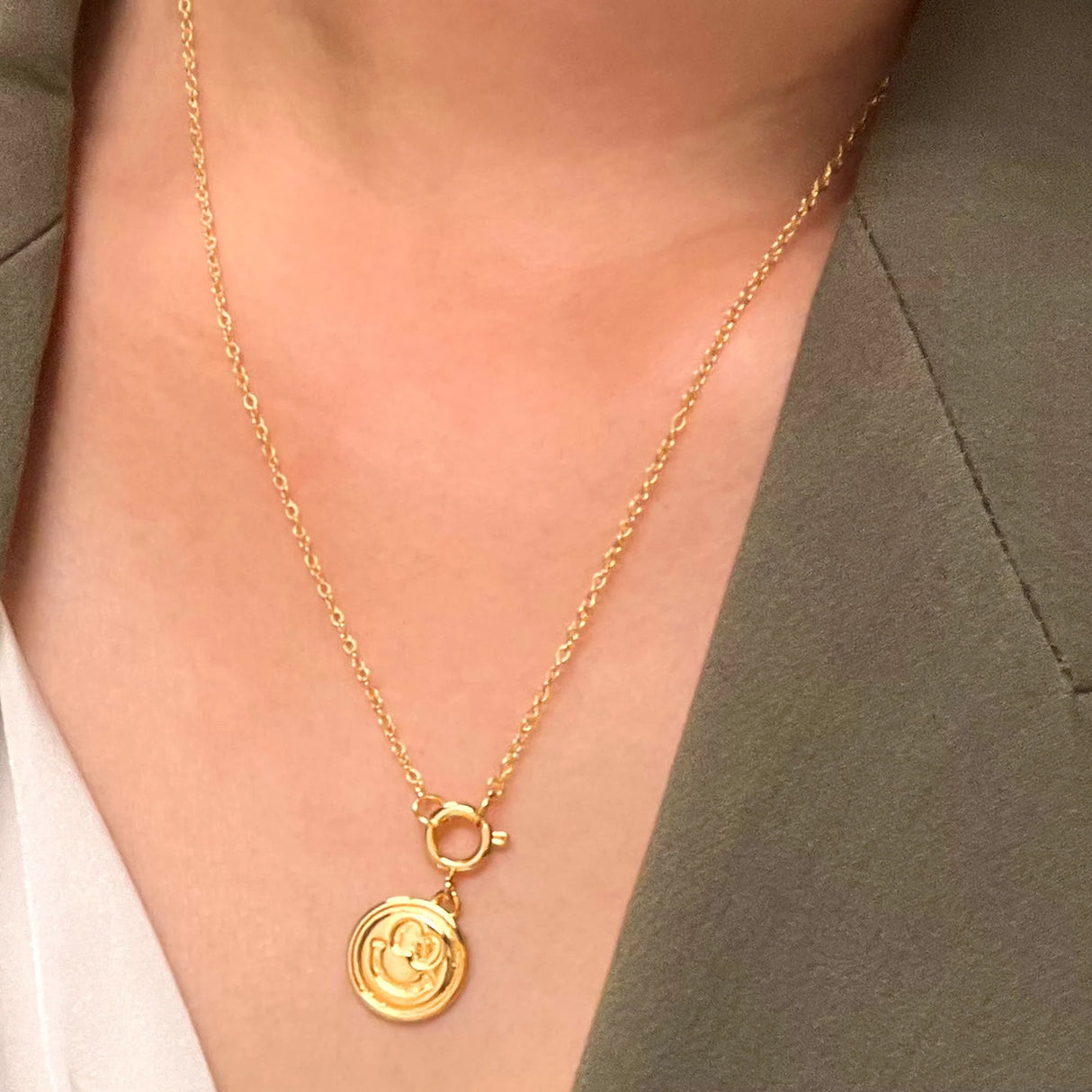 Bullion Gold Smiley Charm Gold Necklace