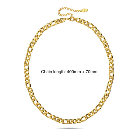 Bullion Gold Figaro Chain Link Gold Plated Necklace