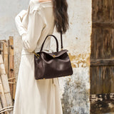 Nalandu Cloud Leather Satchel Bag - Chocolate