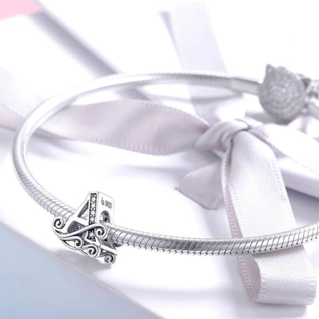Solid 925 Sterling Silver Vintage Inspired Antique Alphabet Charm