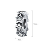 Solid 925 Sterling Silver Glowing Stars CZ Charm
