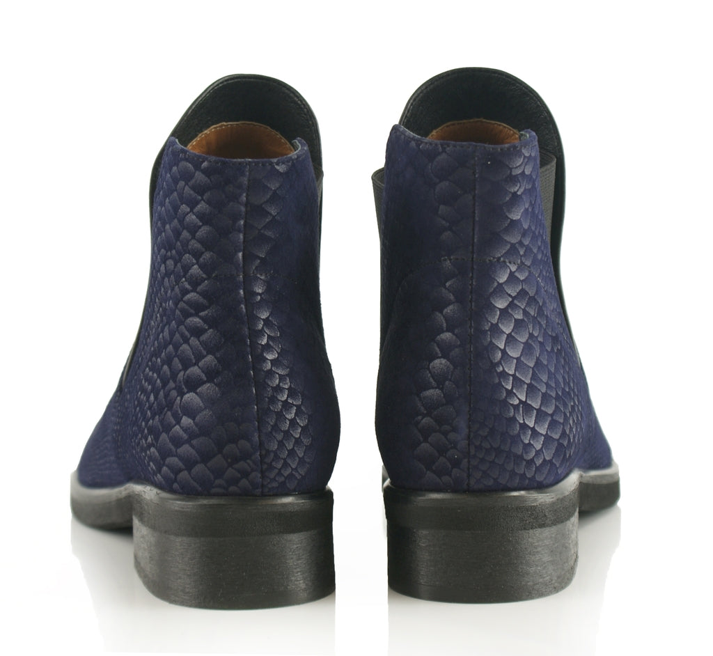 Bosccolo Womens Ankle Boots Aligator - Navy Blue Aligator