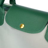 BAMEI Large Capacity Water-Resistant Nylon Handbag with Genuine Leather Trim - Green
