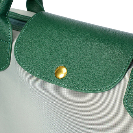 BAMEI Large Capacity Water-Resistant Nylon Handbag with Genuine Leather Trim - Green