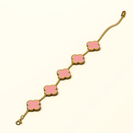 Bullion Gold Pink Clover Bracelet