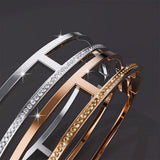 Boxed Carrie Glitz Bangle and Necklace Set In Rose Gold