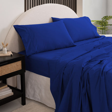 Royal Comfort Vintage Washed 100 % Cotton Sheet Set- Royal Blue