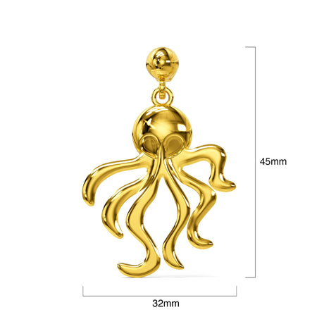 Bullion Gold Octopus Stud Earrings