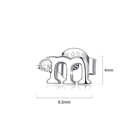 Solid 925 Signature Silver M&M Stud Earrings