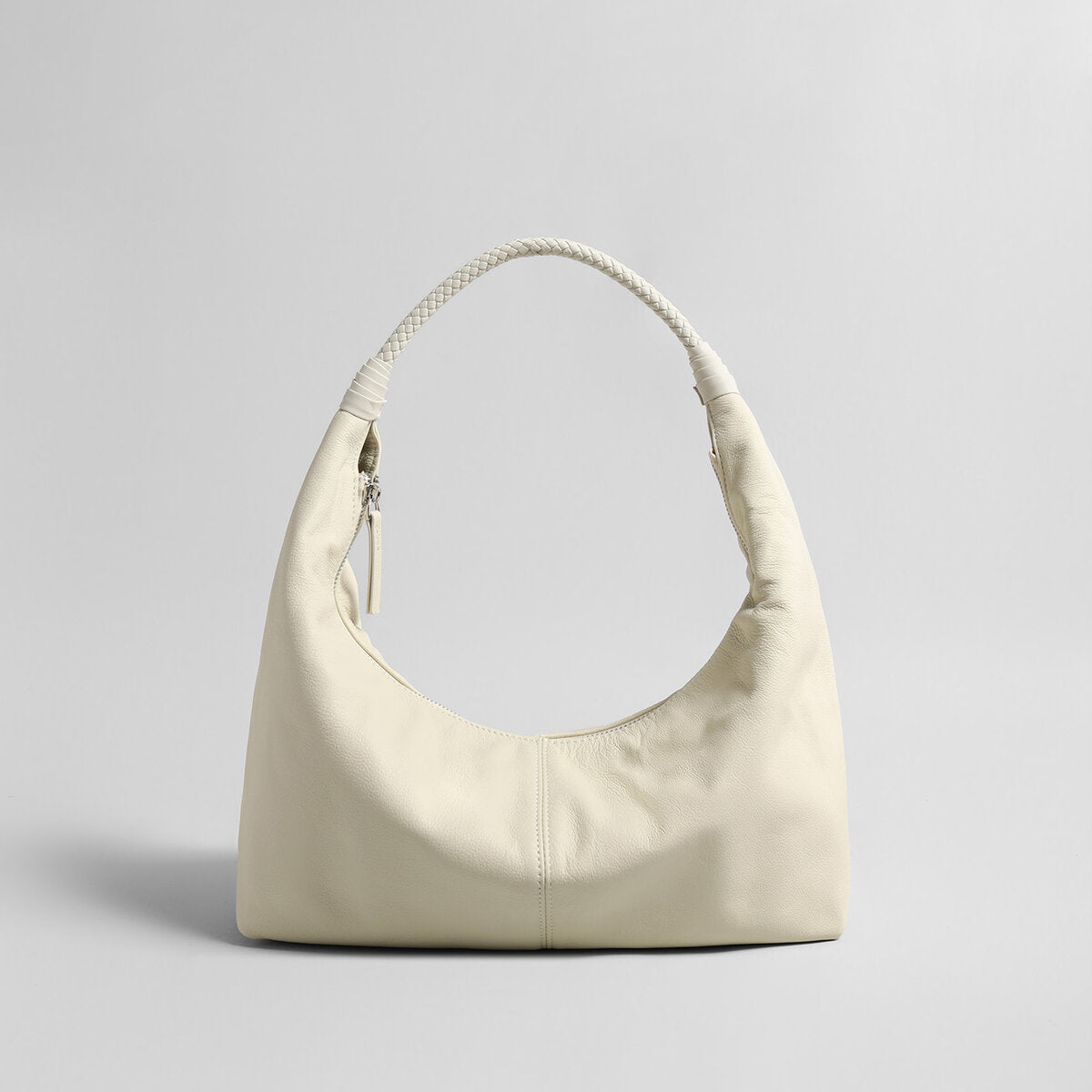 Vintage Leather Hobo Bag - Ivory