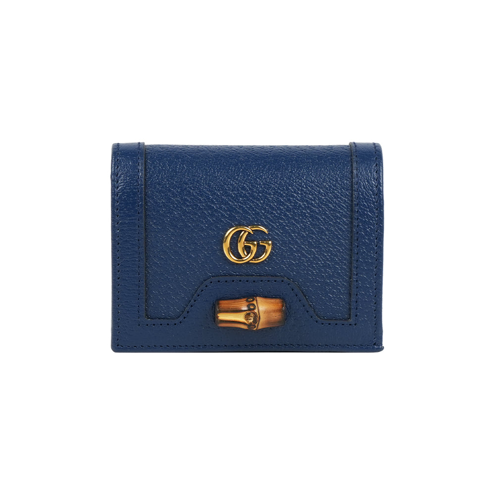 Gucci Leather Wallet With Bamboo - Blue