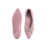 Rhinestone Bow Ballet Flats - Pink