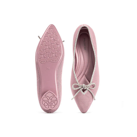 Rhinestone Bow Ballet Flats - Pink