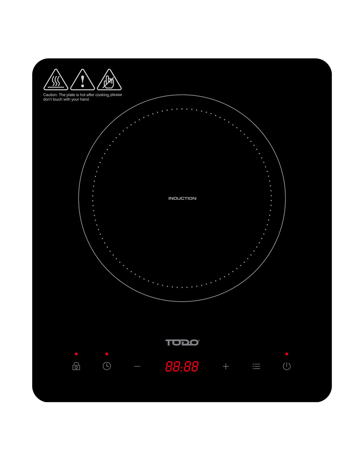 TODO 2000W Induction Electric Cooktop Hotplate Tempered Crystal Glass Touch Control