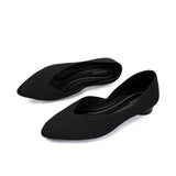 Pointed Toe Knit Ballet Flats - Black