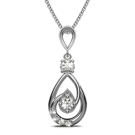 Krystal Couture Periwinkle Teardrop Necklace Embellished with Crystals from Swarovski in White Gold