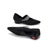 Princess Crystal Strap Mary Jane Wedges - Black