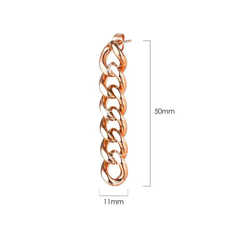 Bullion Gold Glam Chain Dangle Earrings in Rose Gold