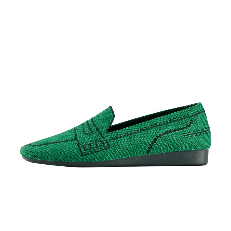 Comfortable Slip On Square Toe Loafers - Green