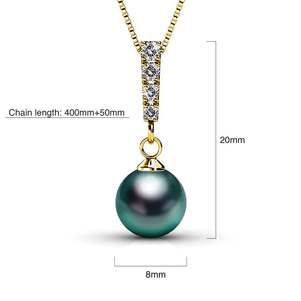 Krystal Couture Lustrous Pendant Necklace Embellished with Swarovski Crystal Iridescent Tahitian Look Pearls