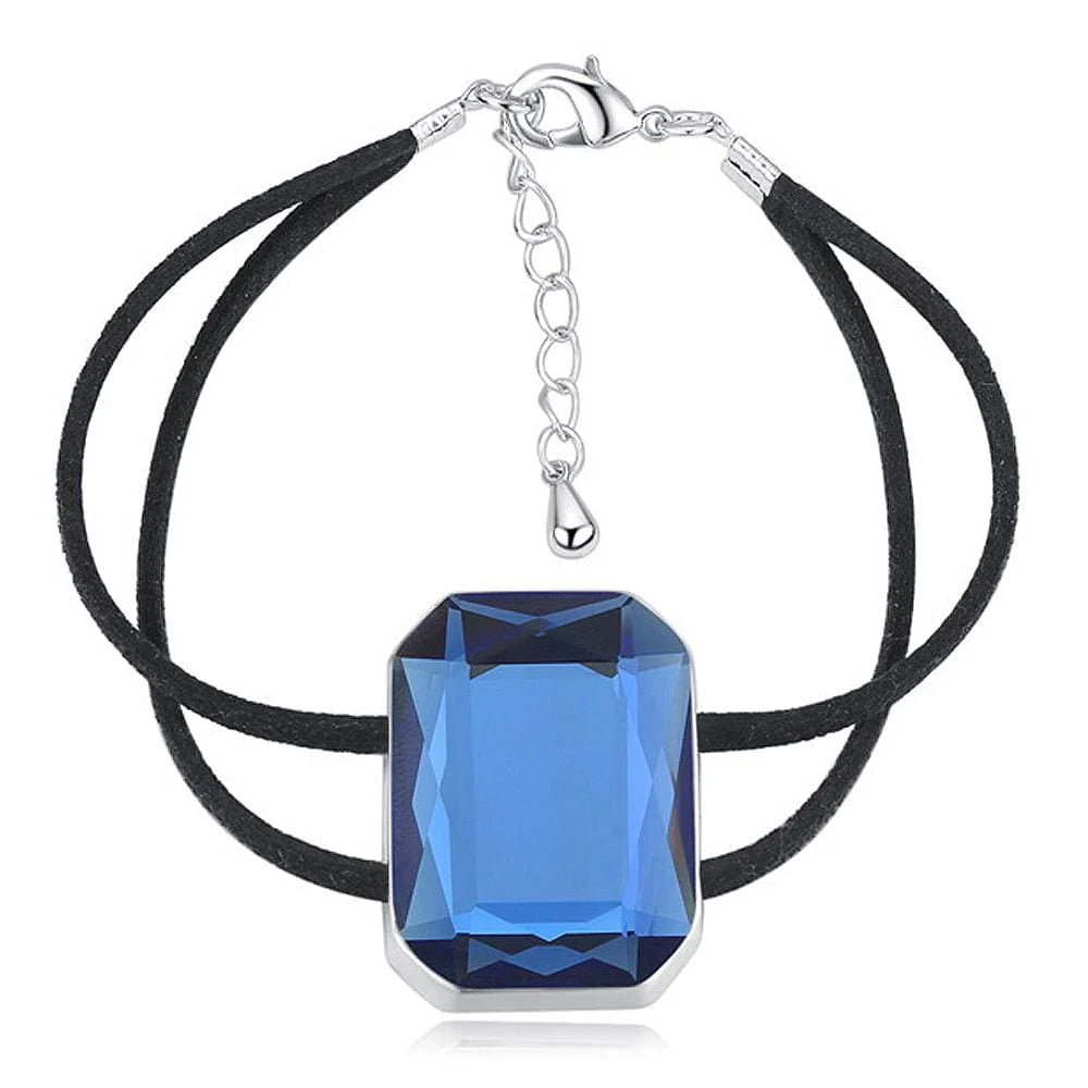 Krystal Couture Emerald-Cut Crystal Double Strap Bracelet Embellished with Swarovski Crystals