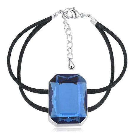 Krystal Couture Emerald-Cut Crystal Double Strap Bracelet Embellished with Swarovski Crystals