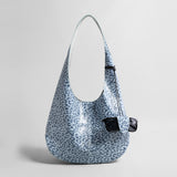 Leopard Print Soft Hobo Bag - Blue