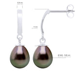 Earrings Prestige Articulated In White Gold 375 and Real Cultured Tahiti Pearls Pear 8-9 mm - Height Earrings 2,7 cm