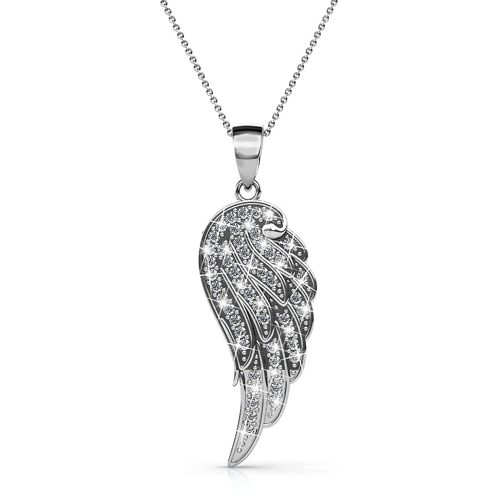 Krystal Couture Fly High with Wing Pendant Necklace in White Gold Embellished with Crystals from SWAROVSKI