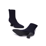 Pointed Toe Knit Sock Boots - Navy