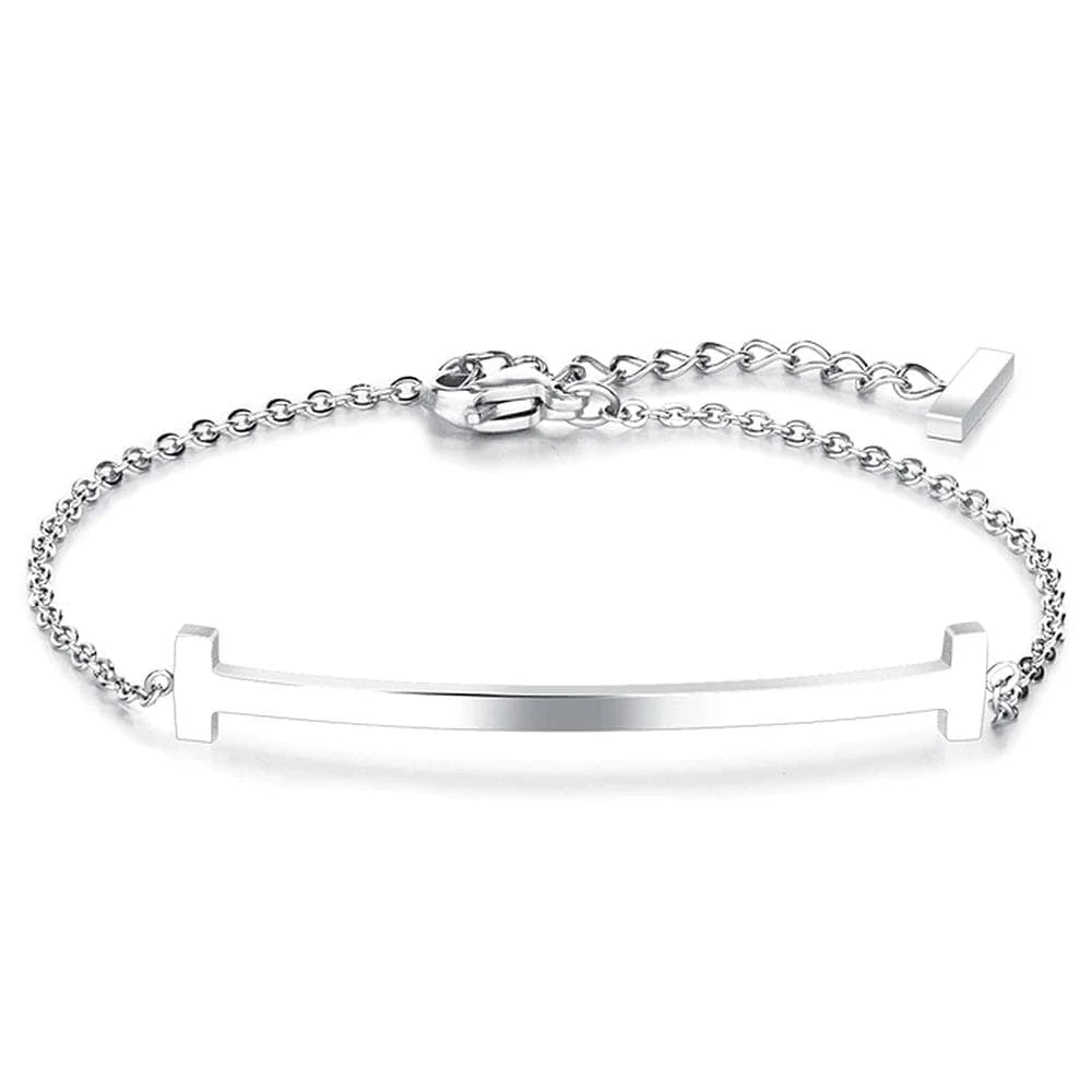 Bullion Gold Sleek Bar Bracelet White Gold