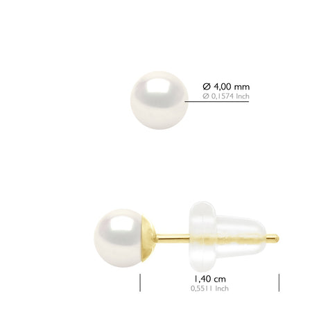 Earrings Yellow Gold 750 - Natural Pearl White - Longueur 42 cm