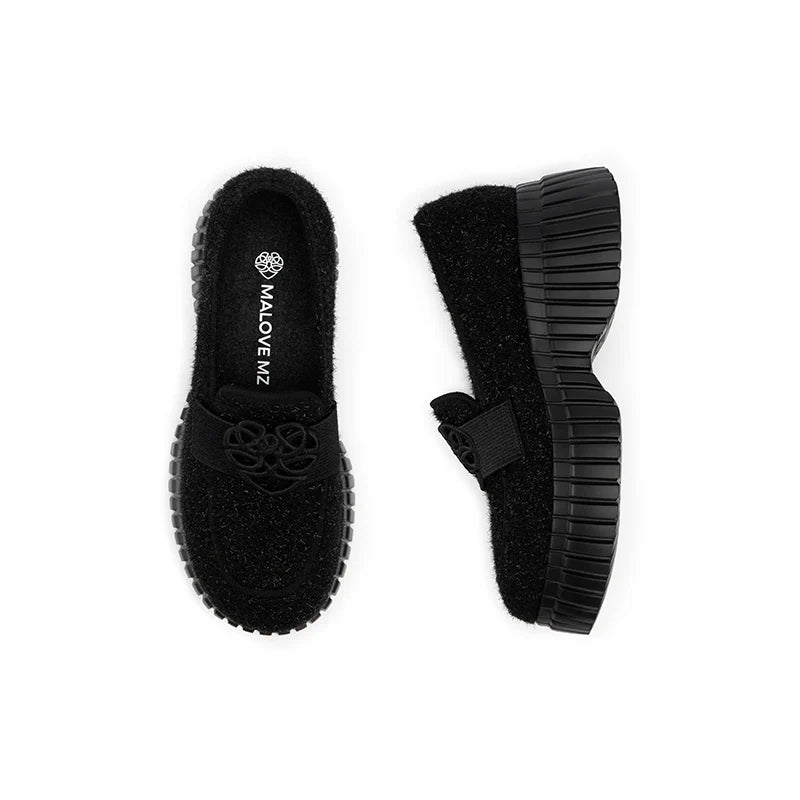 Paris Tweed Platform Loafers - Black