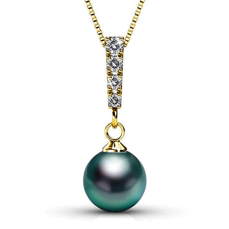 Krystal Couture Lustrous Pendant Necklace Embellished with Swarovski Crystal Iridescent Tahitian Look Pearls