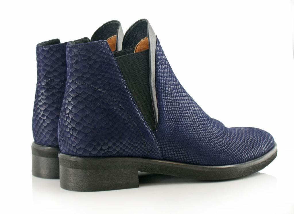 Bosccolo Womens Ankle Boots Aligator - Navy Blue Aligator