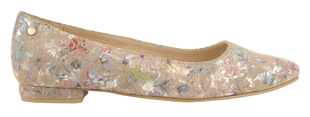 Bosccolo Womens Ballerina - Silver Flower/Beige