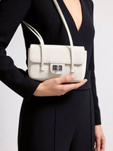 French Chic Pebbled Leather Baguette Bag - White