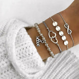 Bohemian 4-Piece Charm Bead Bracelet Set