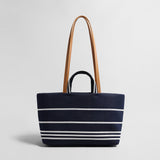 Nautical Striped Canvas Tote Bag - Navy