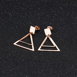 Bullion Gold Double Triangle Earrings