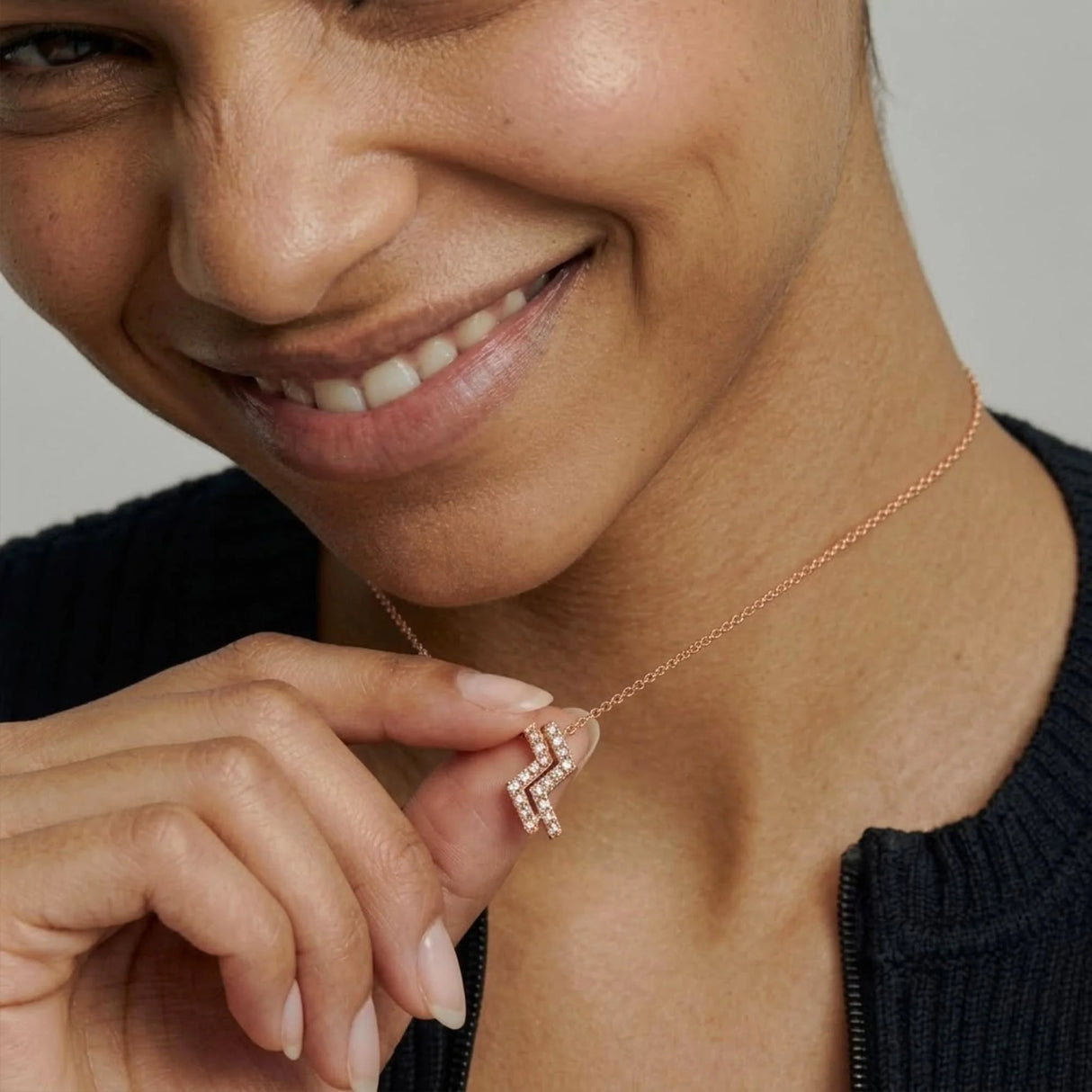 Krystal Couture Zigzag Pendant Necklace in Rose Gold Embellished with SWAROVSKI Crystals