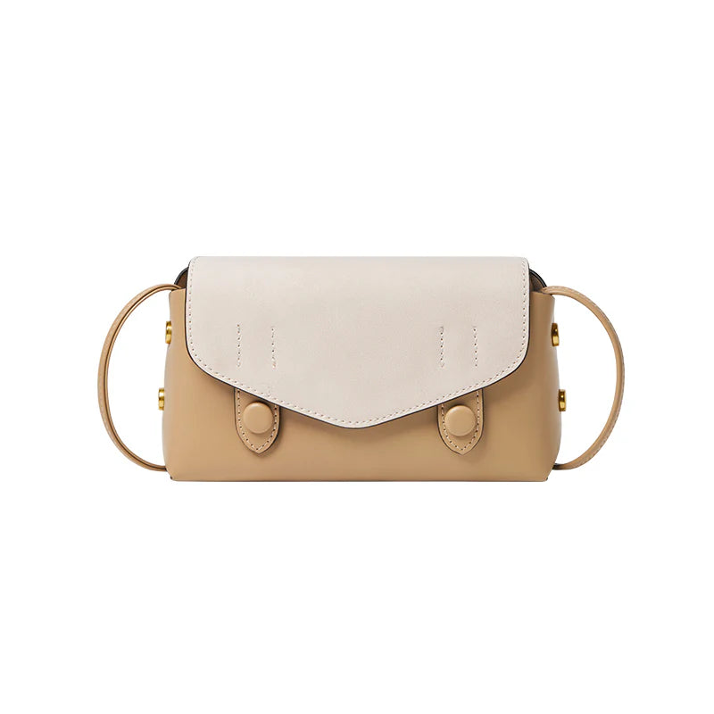 Nalandu Duo-Tone Apricot Sand Flap Crossbody Shoulder Bag - Apricot